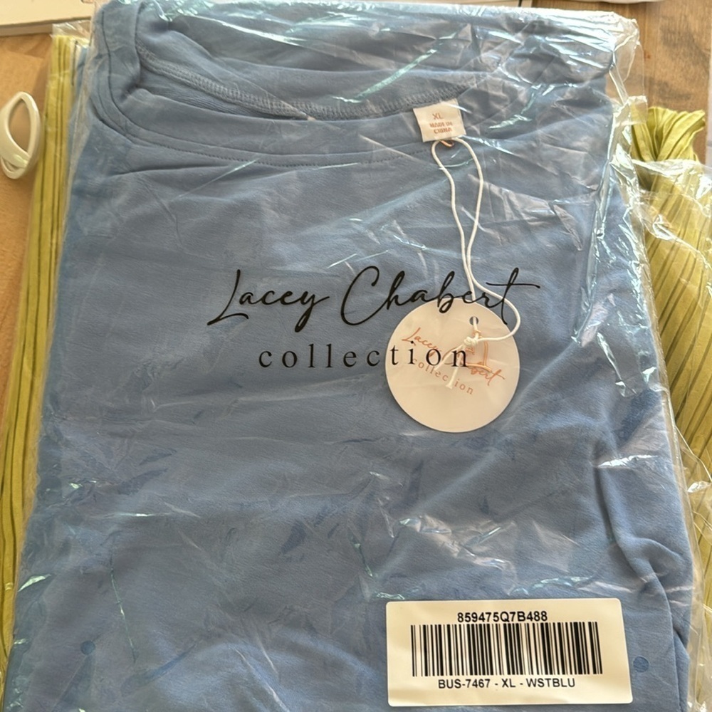 Lacey Chabert Whisteria Blue Short Sleeve Waist Tie Midi Dress XL - Picture 2 of 2